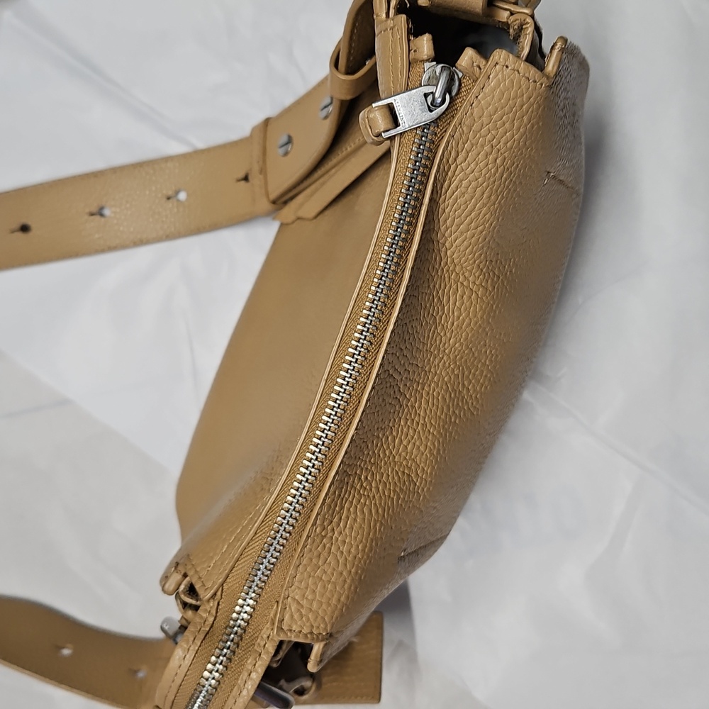 All Saints Round Tan Pebbled Leather Crossbody Bag Silver Hardware - Picture 8 of 14